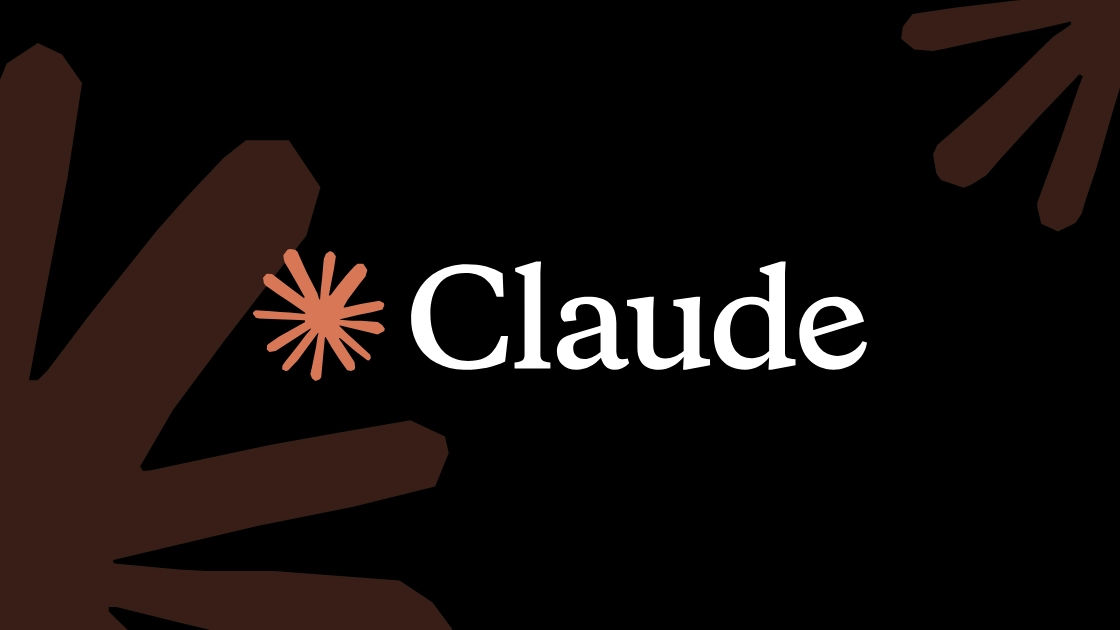 Logotipo da Anthropic Claude centralizado em fundo preto com ícone de faísca coral e formas abstratas marrons, representando a inteligência agêntica do Claude Fable 5.